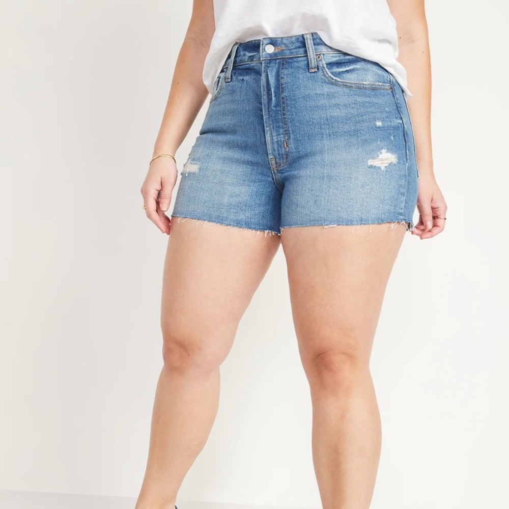 High-Waisted O.G. Straight Ripped Cut-Off Jean Shorts